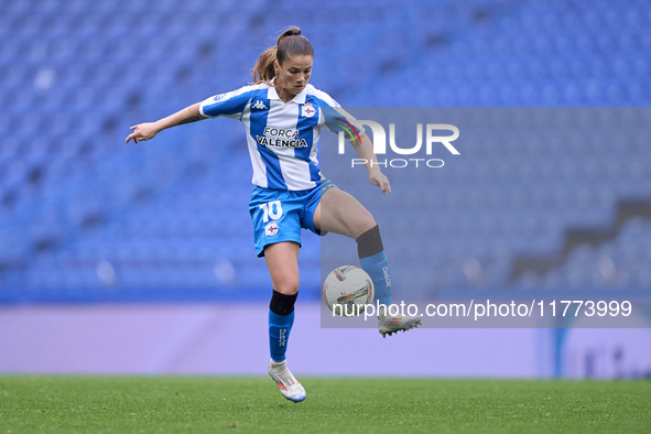 Millene Cabral of RC Deportivo Abanca plays during the Liga F match between RC Deportivo Abanca and Real Sociedad at Abanca Riazor Stadium i...