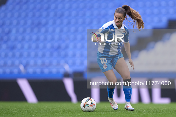 Millene Cabral of RC Deportivo Abanca plays during the Liga F match between RC Deportivo Abanca and Real Sociedad at Abanca Riazor Stadium i...