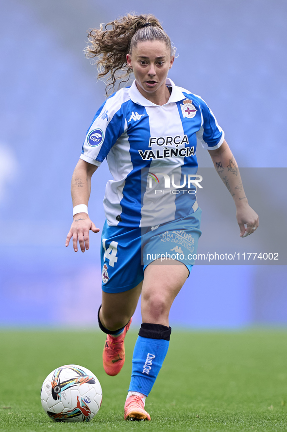 Ainhoa Marin Martin of RC Deportivo Abanca is in action during the Liga F match between RC Deportivo Abanca and Real Sociedad at Abanca Riaz...