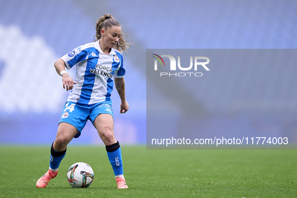 Ainhoa Marin Martin of RC Deportivo Abanca is in action during the Liga F match between RC Deportivo Abanca and Real Sociedad at Abanca Riaz...