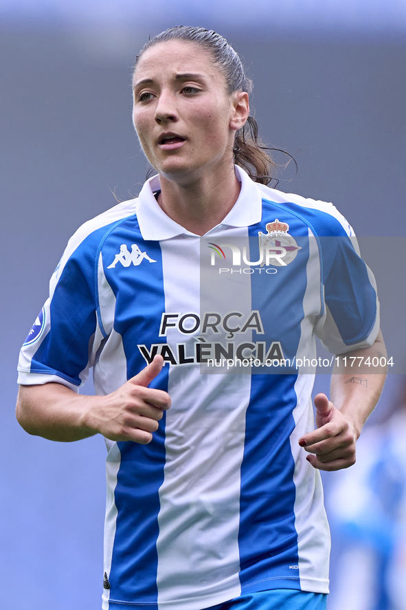 Lucia Martinez Gonzalez of RC Deportivo Abanca reacts during the Liga F match between RC Deportivo Abanca and Real Sociedad at Abanca Riazor...