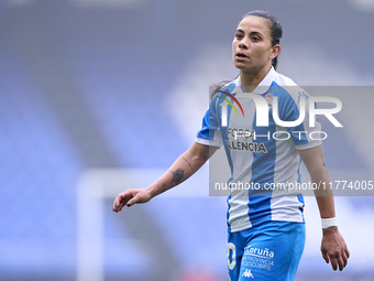 Francisca Alejandra Lara Lara of RC Deportivo Abanca reacts during the Liga F match between RC Deportivo Abanca and Real Sociedad at Abanca...