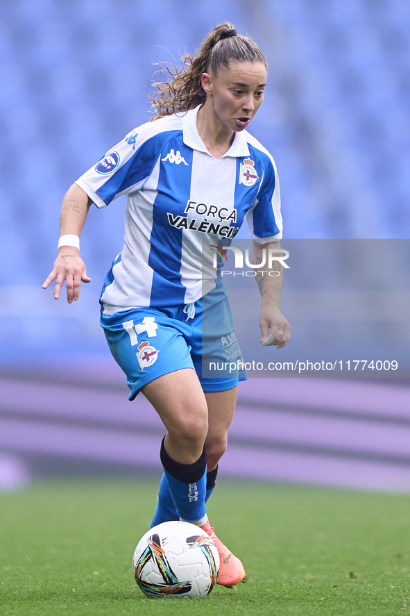 Ainhoa Marin Martin of RC Deportivo Abanca is in action during the Liga F match between RC Deportivo Abanca and Real Sociedad at Abanca Riaz...