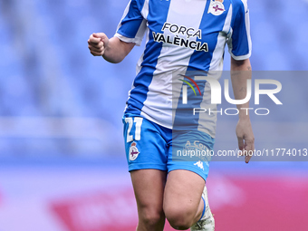 Lucia Martinez Gonzalez of RC Deportivo Abanca plays during the Liga F match between RC Deportivo Abanca and Real Sociedad at Abanca Riazor...