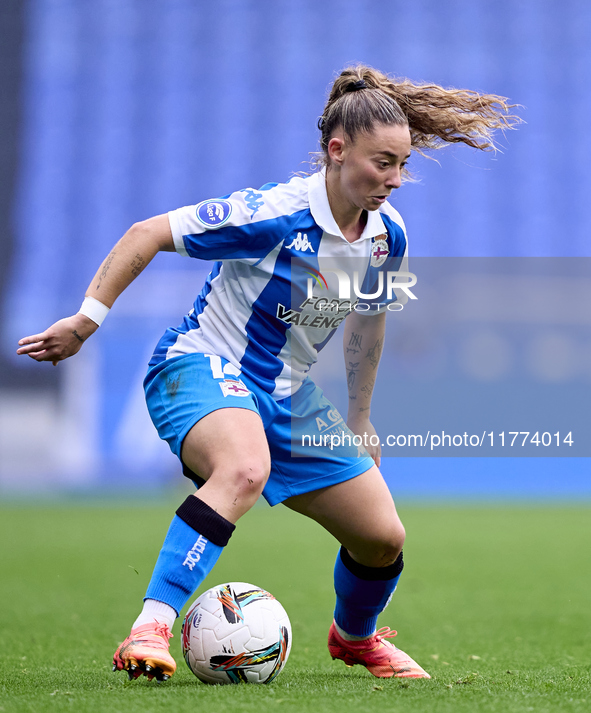 Ainhoa Marin Martin of RC Deportivo Abanca is in action during the Liga F match between RC Deportivo Abanca and Real Sociedad at Abanca Riaz...