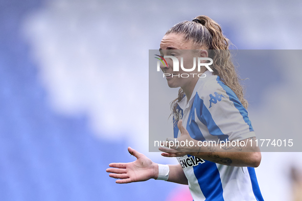 Ainhoa Marin Martin of RC Deportivo Abanca reacts during the Liga F match between RC Deportivo Abanca and Real Sociedad at Abanca Riazor Sta...