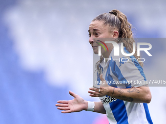 Ainhoa Marin Martin of RC Deportivo Abanca reacts during the Liga F match between RC Deportivo Abanca and Real Sociedad at Abanca Riazor Sta...