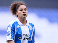 Oriana Altuve of RC Deportivo Abanca reacts during the Liga F match between RC Deportivo Abanca and Real Sociedad at Abanca Riazor Stadium i...