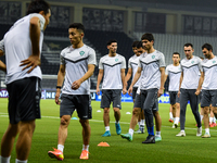 Players of the Uzbekistan national team train at Jassim Bin Hamad Stadium in Doha, Qatar, on November 13, 2024, ahead of the FIFA World Cup...