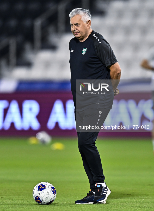 Assistant coach Vlado Radmanovich of the Uzbekistan national team attends a training session at Jassim Bin Hamad Stadium in Doha, Qatar, on...