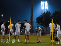 Players of the Qatar national team train at Aspire Academy in Doha, Qatar, on November 13, 2024, ahead of the FIFA World Cup 2026 Qualificat...