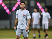 Mohammed Waad from the Qatar National football team attends a training session at Aspire Academy in Doha, Qatar, on November 13, 2024, ahead...