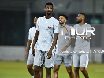 Players of the Qatar national team train at Aspire Academy in Doha, Qatar, on November 13, 2024, ahead of the FIFA World Cup 2026 Qualificat...