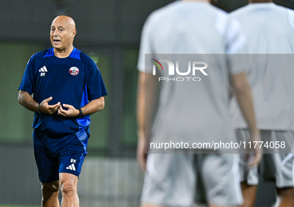 Head coach Marquez Lopez of the Qatar national team attends a training session at Aspire Academy in Doha, Qatar, on November 13, 2024, ahead...