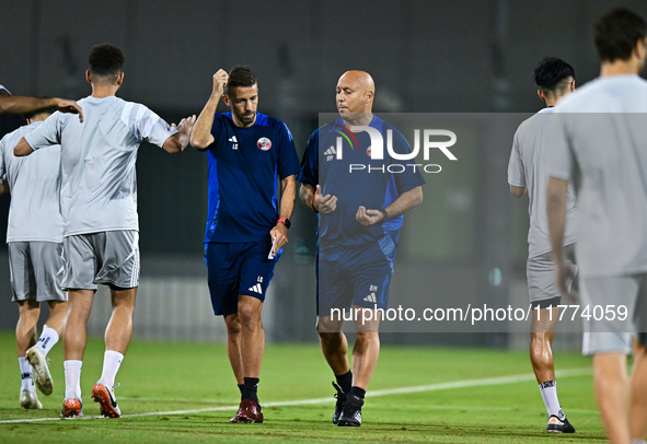 Head coach Marquez Lopez of the Qatar national team attends a training session at Aspire Academy in Doha, Qatar, on November 13, 2024, ahead...