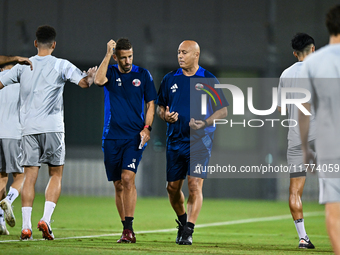 Head coach Marquez Lopez of the Qatar national team attends a training session at Aspire Academy in Doha, Qatar, on November 13, 2024, ahead...