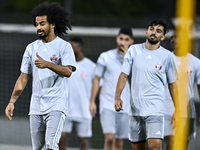 Players of the Qatar national team train at Aspire Academy in Doha, Qatar, on November 13, 2024, ahead of the FIFA World Cup 2026 Qualificat...