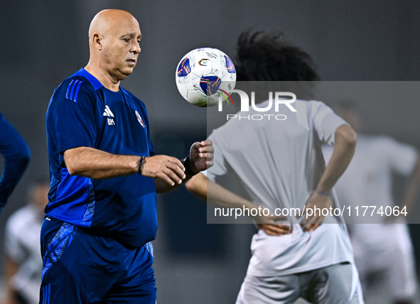 Head coach Marquez Lopez of the Qatar national team attends a training session at Aspire Academy in Doha, Qatar, on November 13, 2024, ahead...