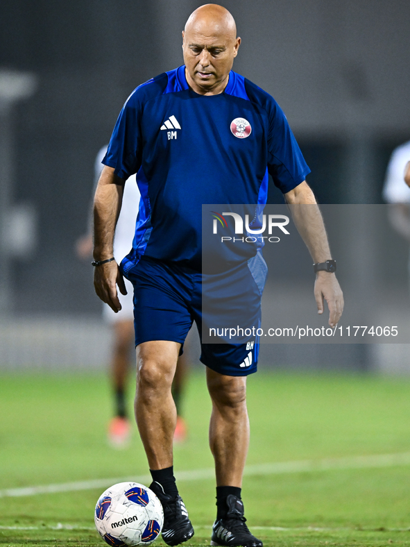 Head coach Marquez Lopez of the Qatar national team attends a training session at Aspire Academy in Doha, Qatar, on November 13, 2024, ahead...