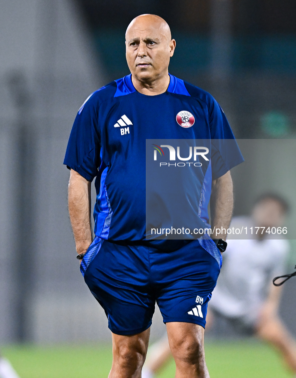 Head coach Marquez Lopez of the Qatar national team attends a training session at Aspire Academy in Doha, Qatar, on November 13, 2024, ahead...