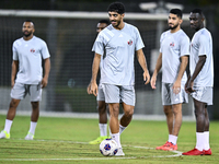 Players of the Qatar national team train at Aspire Academy in Doha, Qatar, on November 13, 2024, ahead of the FIFA World Cup 2026 Qualificat...