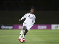 Naomie Feller of Real Madrid women controls the ball during the UEFA Women's Champions League match between Real Madrid and FC Twente at Alf...