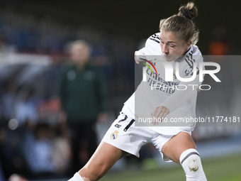 Filippa Angeldahl of Real Madrid women plays during the UEFA Women's Champions League match between Real Madrid and FC Twente at Alfredo Di...