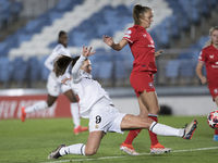 Signe Bruun of Real Madrid women attempts a shot during the UEFA Women's Champions League match between Real Madrid and FC Twente at Alfredo...