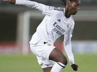 Naomie Feller of Real Madrid women controls the ball during the UEFA Women's Champions League match between Real Madrid and FC Twente at Alf...