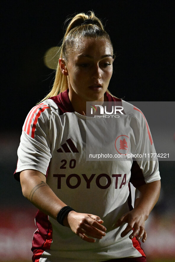 Giada Greggi of A.S. Roma Femminile participates in Group A - Day 3 - UEFA Women's Champions League 2023/24 match between A.S. Roma and Olym...