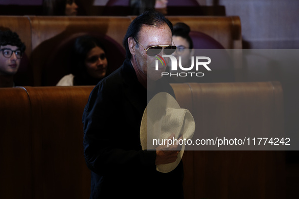 Italian singer-songwriter Antonello Venditti attends the Capitoline Wolf award ceremony inside the Giulio Cesare Hall at the Campidoglio in...