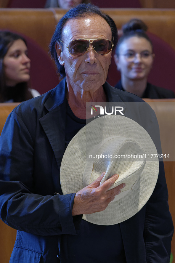 Italian singer-songwriter Antonello Venditti attends the Capitoline Wolf award ceremony inside the Giulio Cesare Hall at the Campidoglio in...