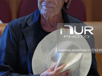 Italian singer-songwriter Antonello Venditti attends the Capitoline Wolf award ceremony inside the Giulio Cesare Hall at the Campidoglio in...