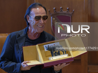 Italian singer-songwriter Antonello Venditti attends the Capitoline Wolf award ceremony inside the Giulio Cesare Hall at the Campidoglio in...