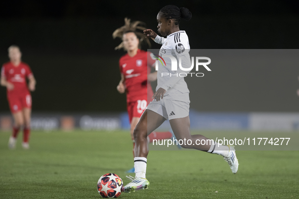 Linda Caicedo of Real Madrid women is in action during the UEFA Women's Champions League match between Real Madrid and FC Twente at Alfredo...