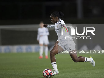 Linda Caicedo of Real Madrid women is in action during the UEFA Women's Champions League match between Real Madrid and FC Twente at Alfredo...