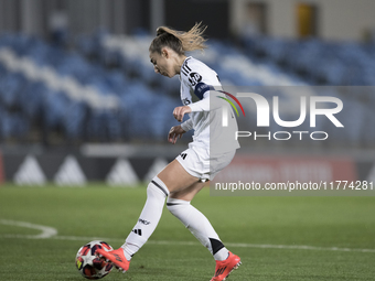 Olga Carmona of Real Madrid women plays during the UEFA Women's Champions League match between Real Madrid and FC Twente at Alfredo Di Stefa...