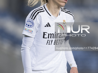 In Madrid, Spain, on November 13, Olga Carmona of Real Madrid women reacts to a missed opportunity during the UEFA Women's Champions League...