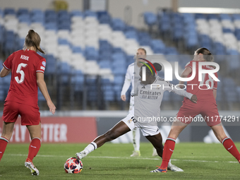 Linda Caicedo of Real Madrid women is in action during the UEFA Women's Champions League match between Real Madrid and FC Twente at Alfredo...