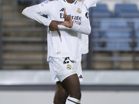 Naomie Feller of Real Madrid women celebrates a goal during the UEFA Women's Champions League match between Real Madrid and FC Twente at Alf...