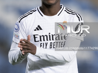 Linda Caicedo of Real Madrid women reacts to a missed opportunity during the UEFA Women's Champions League match between Real Madrid and FC...