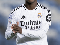 Linda Caicedo of Real Madrid women reacts to a missed opportunity during the UEFA Women's Champions League match between Real Madrid and FC...