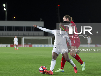 Linda Caicedo of Real Madrid Women and Amanda Andradottir of FC Twente play during the UEFA Women's Champions League match between Real Madr...