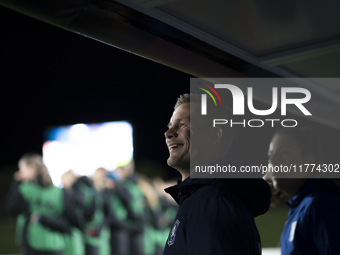 The head coach of FC Twente, Joran Pot, is present during the UEFA Women's Champions League match between Real Madrid and FC Twente at Alfre...