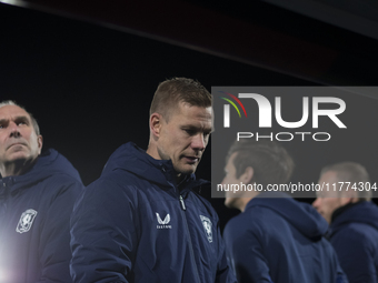 The head coach of FC Twente, Joran Pot, is present during the UEFA Women's Champions League match between Real Madrid and FC Twente at Alfre...