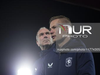 The head coach of FC Twente, Joran Pot, is present during the UEFA Women's Champions League match between Real Madrid and FC Twente at Alfre...