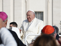 Pope Francis attends the weekly general audience at St Peter's Square in The Vatican on November 13, 2024. (