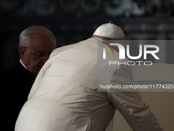 Pope Francis attends the weekly general audience at St Peter's Square in The Vatican on November 13, 2024. (