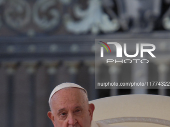 Pope Francis attends the weekly general audience at St Peter's Square in The Vatican on November 13, 2024. (