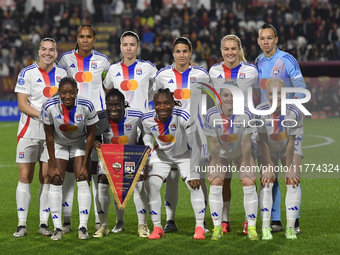 Olympique Lyonnais players pose for a team photo during Group A - Day 3 of the UEFA Women's Champions League 2023/24 between A.S. Roma and O...